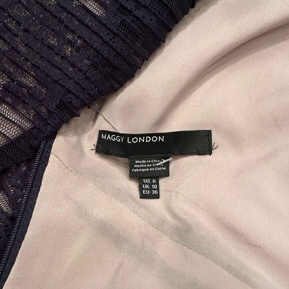 Maggy London Women's Petite Pleat Lace Tiered Cocktail Dress, Galaxy Blue Size 6 - Picture 7 of 9